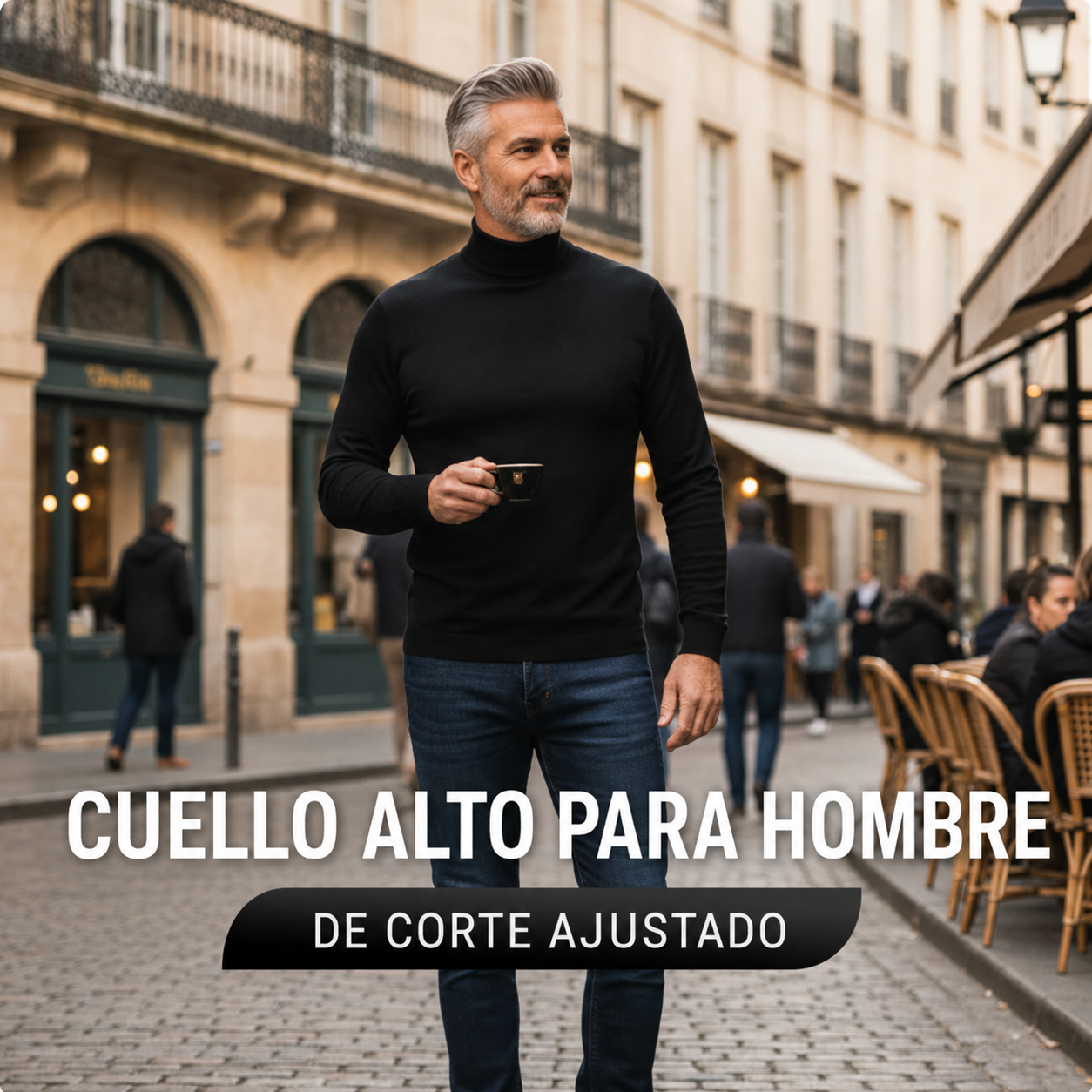 Vittorio – Camiseta elegante de cuello alto.