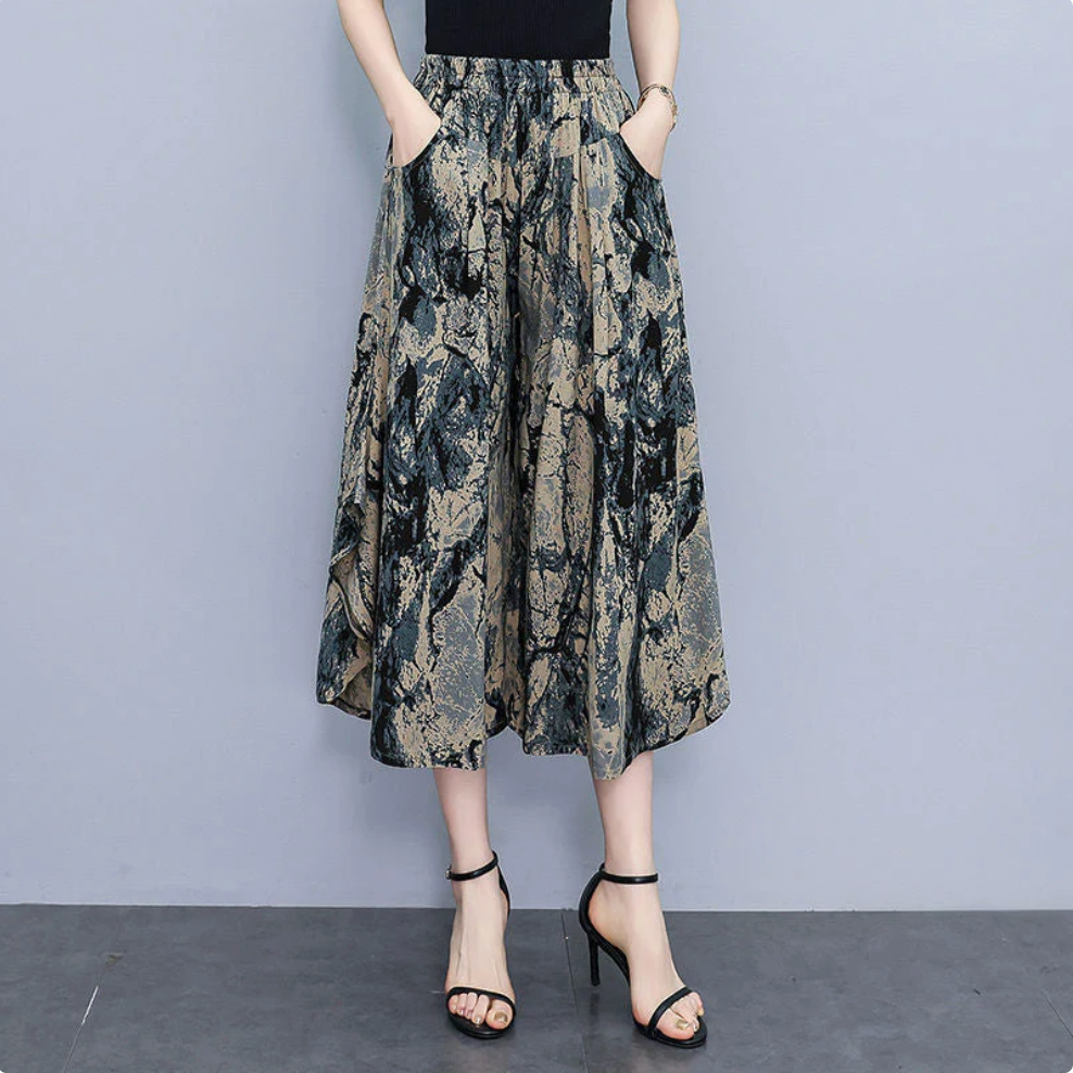 Valentina - Pantalon palazzo con estampado artístico