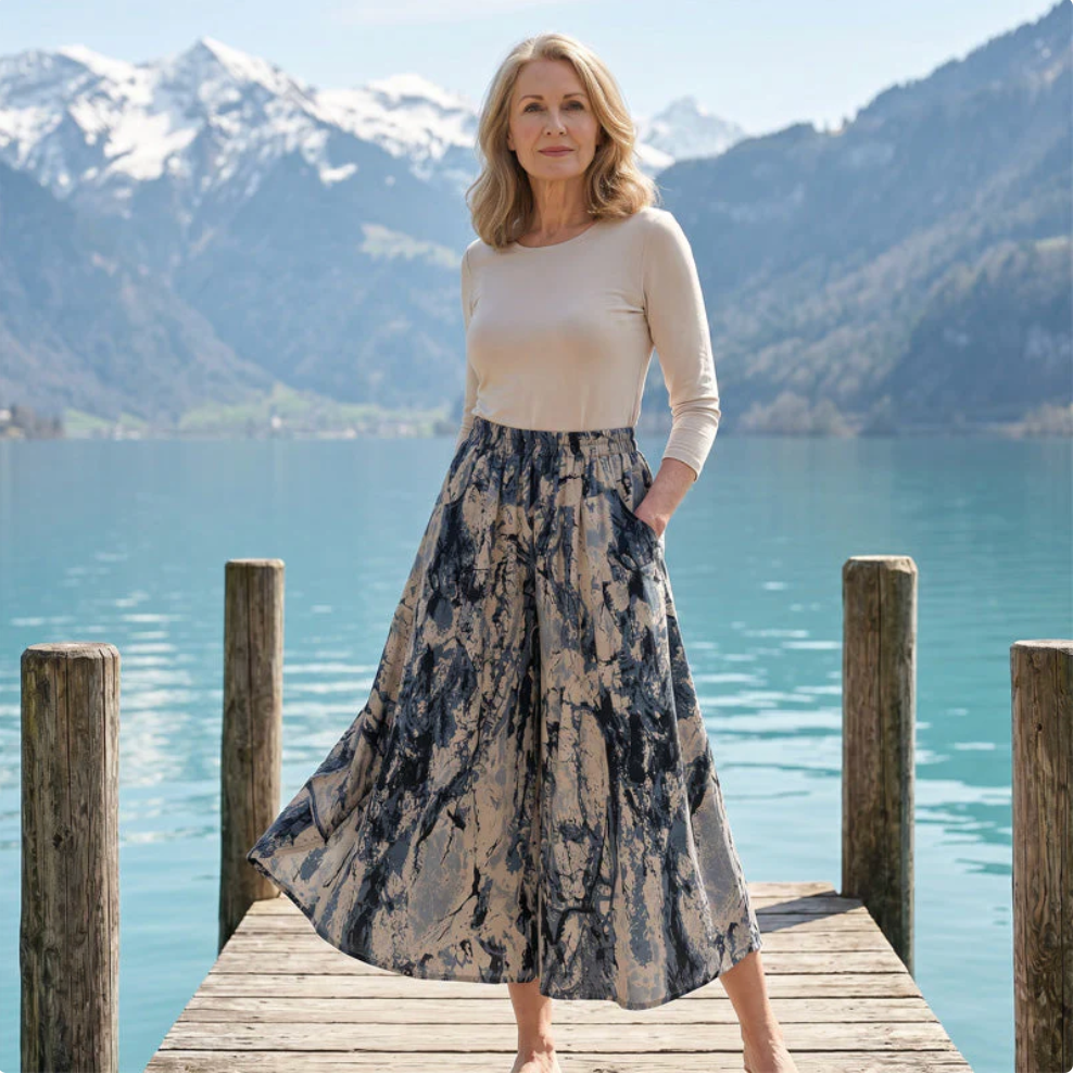 Valentina - Pantalon palazzo con estampado artístico