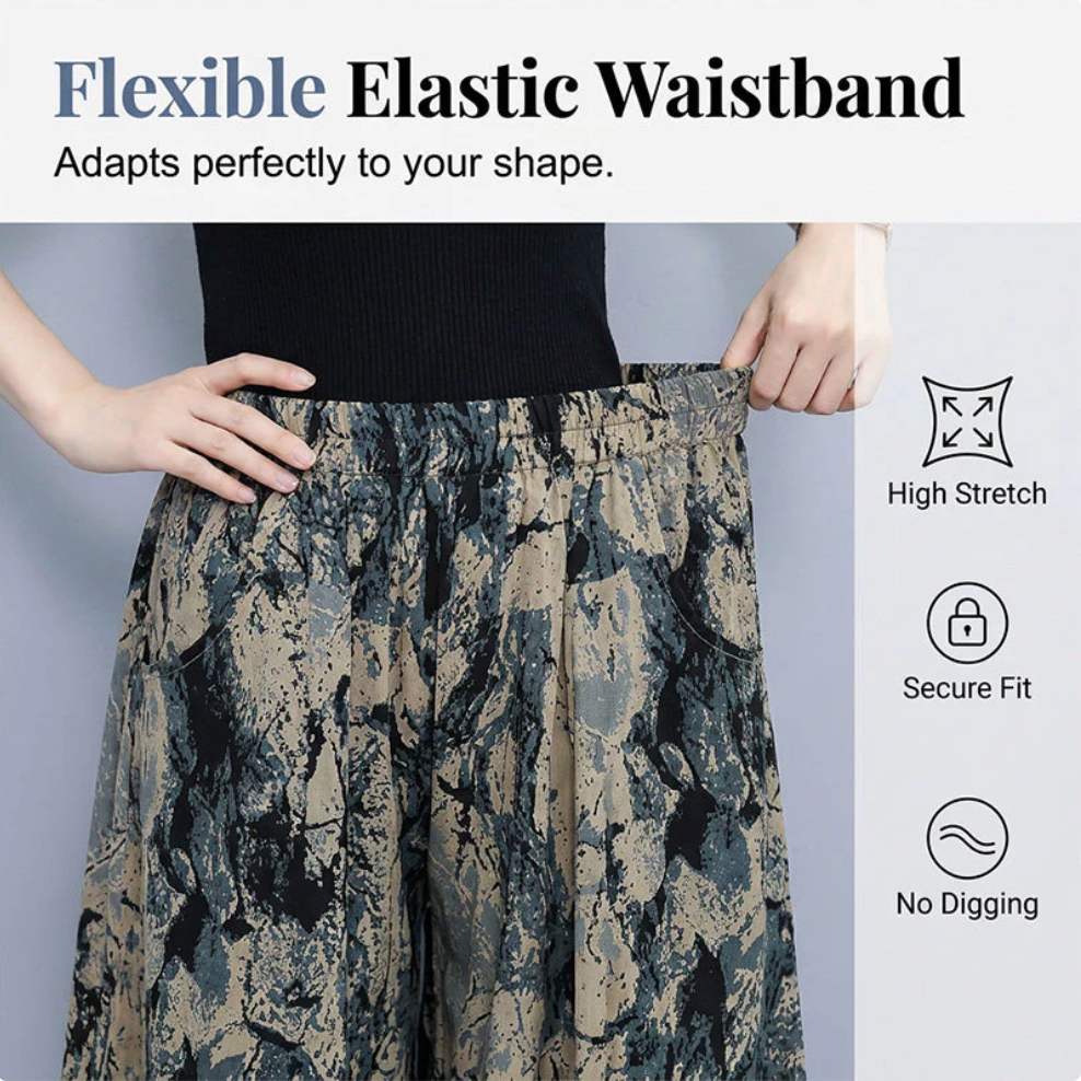 Valentina - Pantalon palazzo con estampado artístico