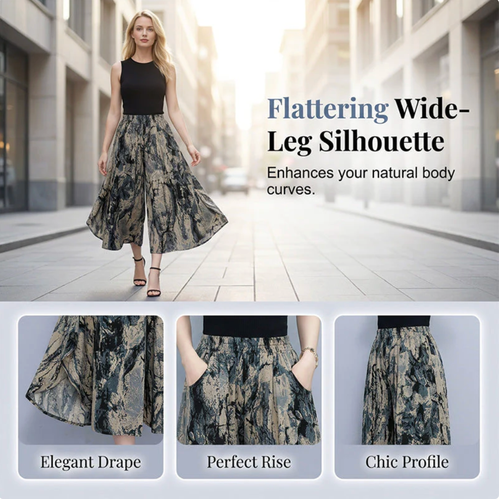 Valentina - Pantalon palazzo con estampado artístico