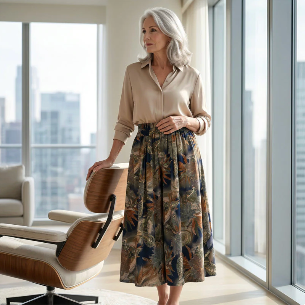 Valentina - Pantalon palazzo con estampado artístico
