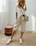 Olivia – Pantalón capri de lino y algodón