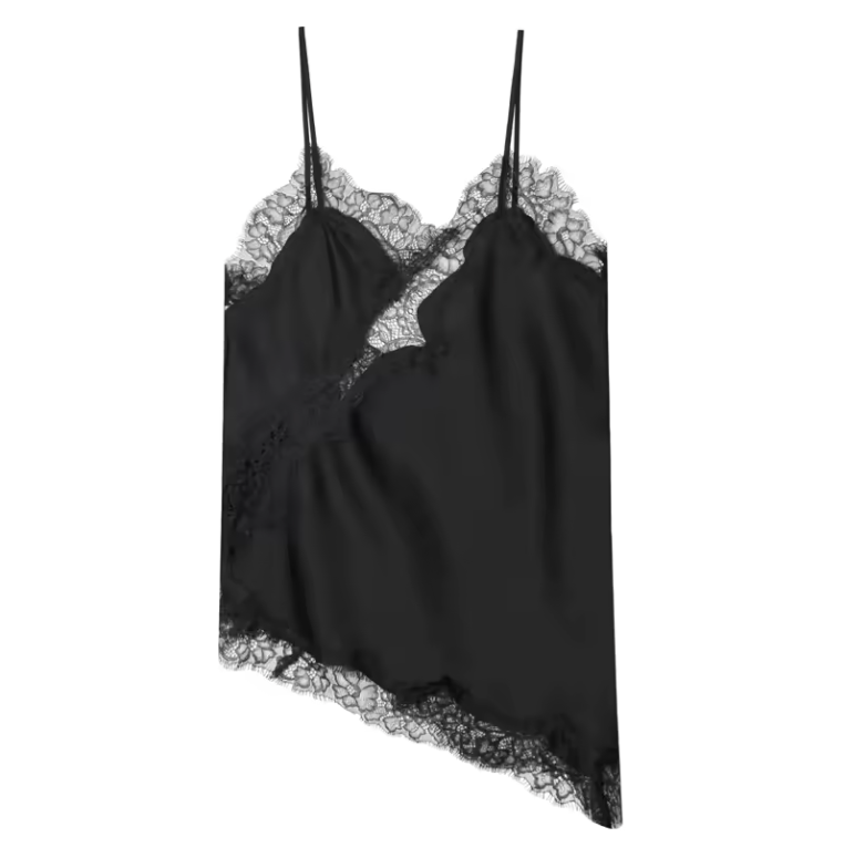 Aurea – Top de encaje femenino con espalda descubierta y diseño asimétrico