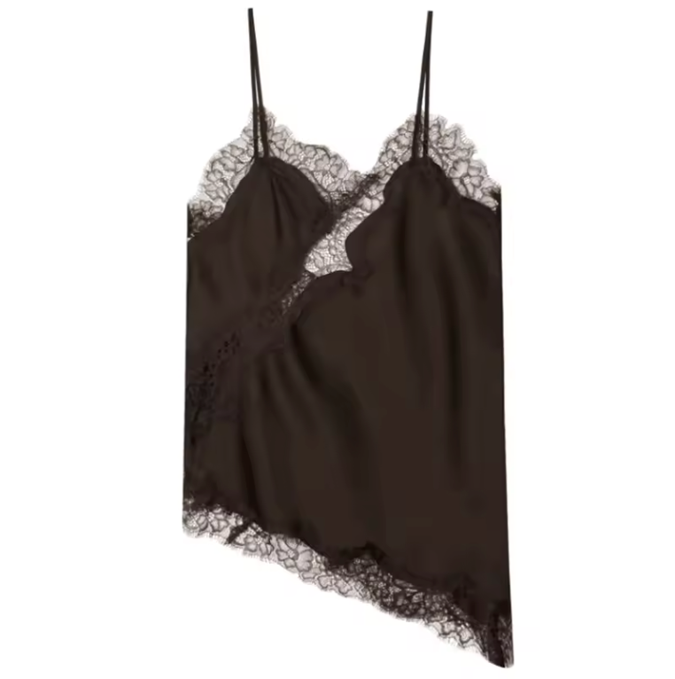 Aurea – Top de encaje femenino con espalda descubierta y diseño asimétrico