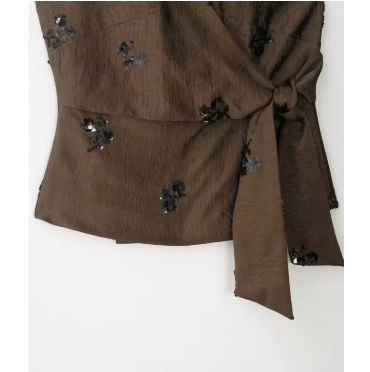 Valeria – Conjunto elegante de top con lazo y pantalón de pierna ancha
