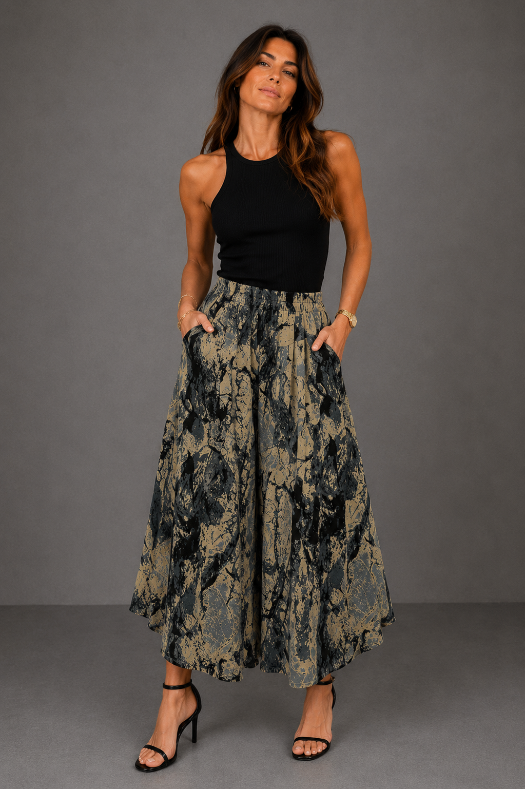 Valentina - Pantalon palazzo con estampado artístico