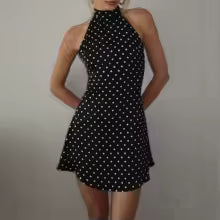 Valentina – Vestido halter de lunares