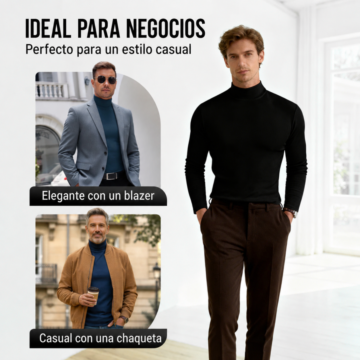 Vittorio – Camiseta elegante de cuello alto.