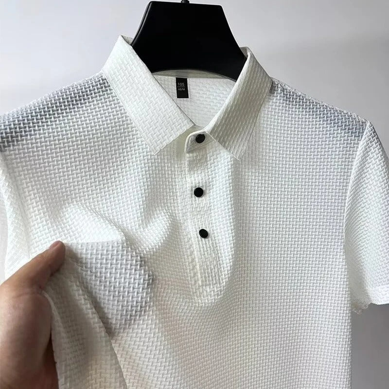 Thiago - Polo business casual de manga corta con acabado texturizado