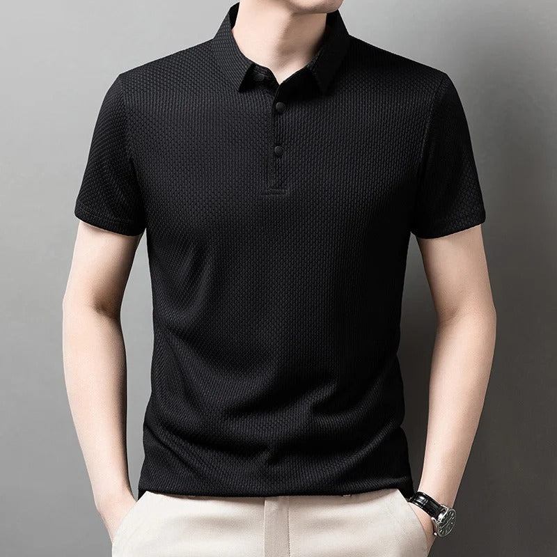 Thiago - Polo business casual de manga corta con acabado texturizado