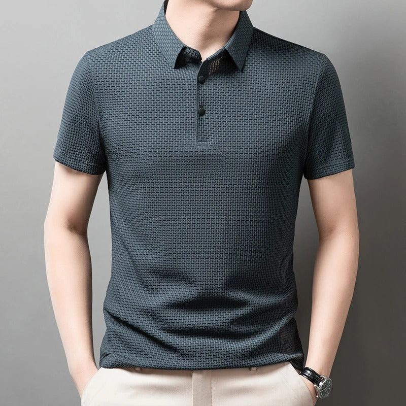 Thiago - Polo business casual de manga corta con acabado texturizado