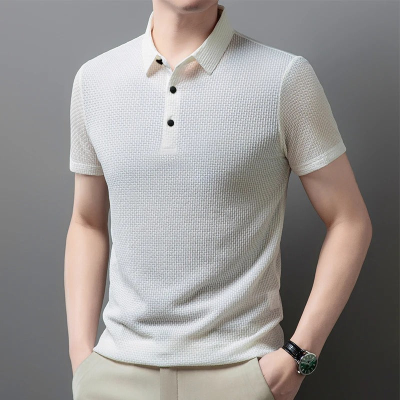 Thiago - Polo business casual de manga corta con acabado texturizado