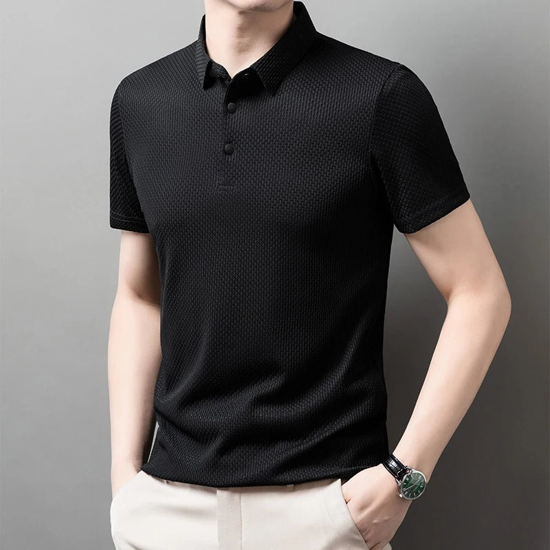 Thiago - Polo business casual de manga corta con acabado texturizado