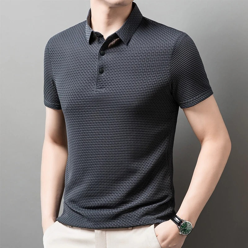 Thiago - Polo business casual de manga corta con acabado texturizado