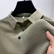 Thiago - Polo business casual de manga corta con acabado texturizado