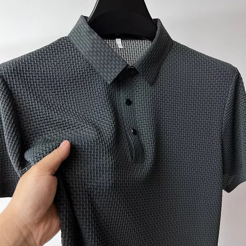 Thiago - Polo business casual de manga corta con acabado texturizado