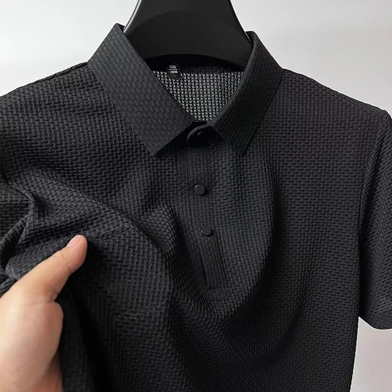 Thiago - Polo business casual de manga corta con acabado texturizado