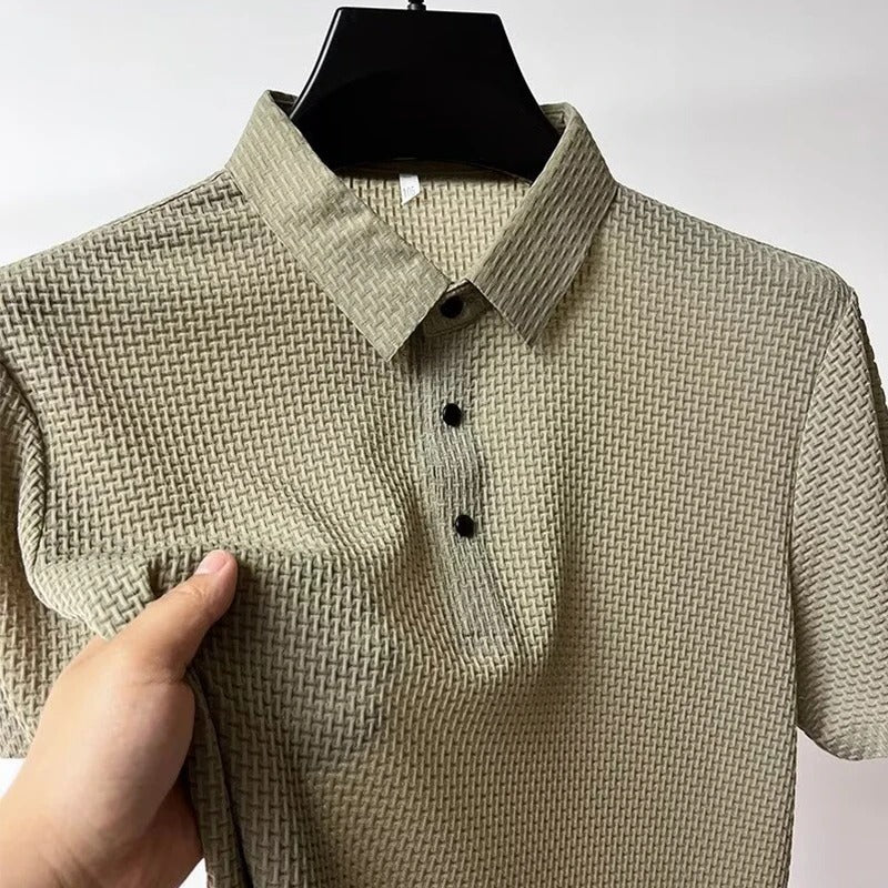 Thiago - Polo business casual de manga corta con acabado texturizado