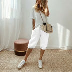 Olivia – Pantalón capri de lino y algodón