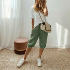 Olivia – Pantalón capri de lino y algodón